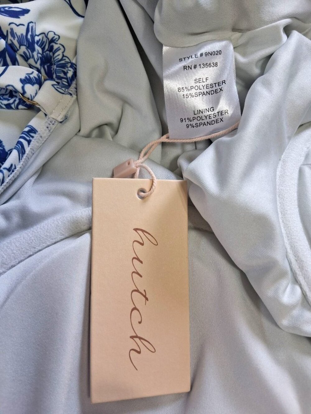 Hutch Sally Blue & White Floral One Piece Swimsuit With Belt Size Large NWT $198 - Picture 7 of 9